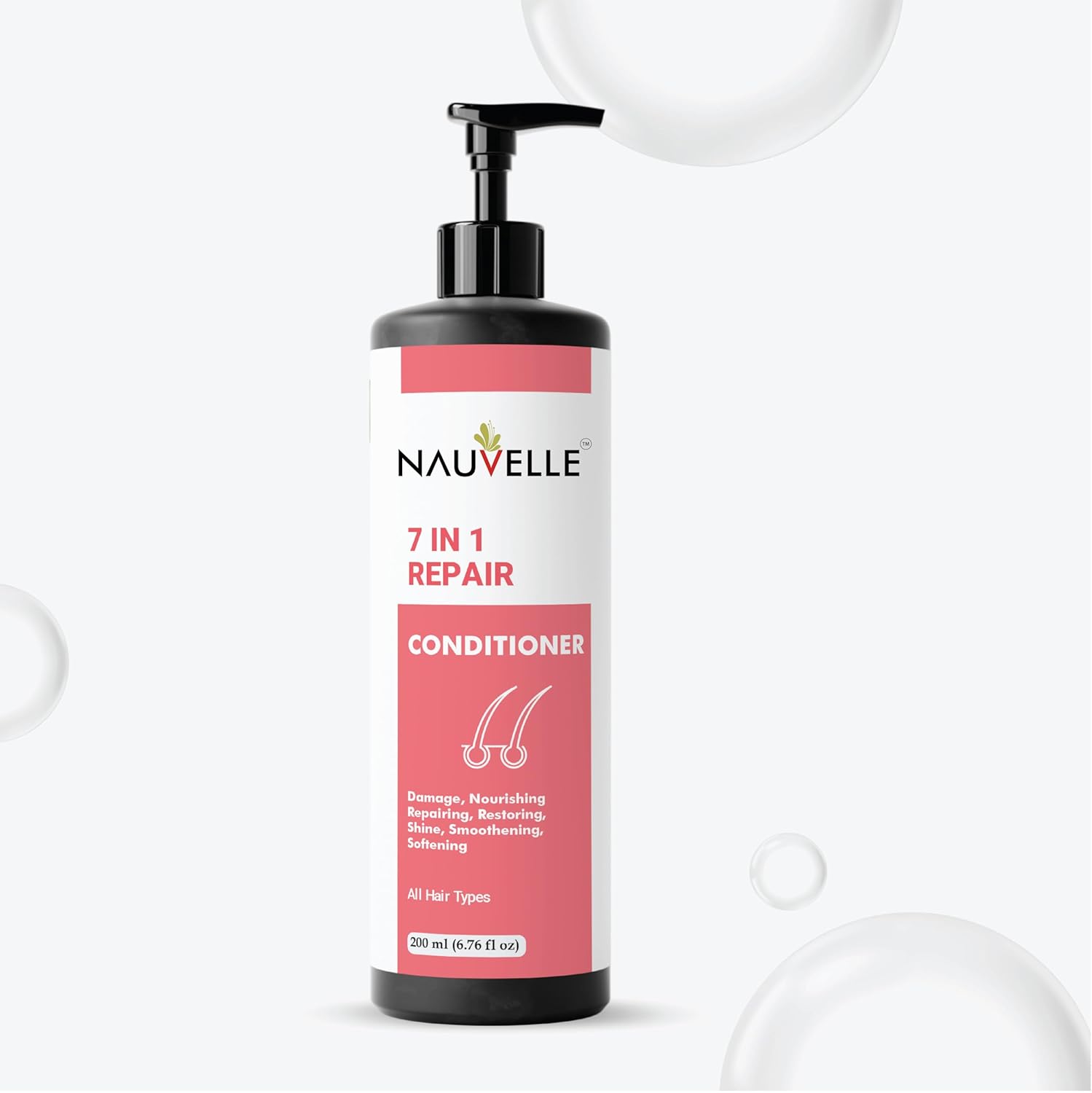 Nauvelle 7 in 1 Repair Conditioner with Rosemary Extract, for All Hair Types, Frizz Control and Split End Repair, 200 ml
