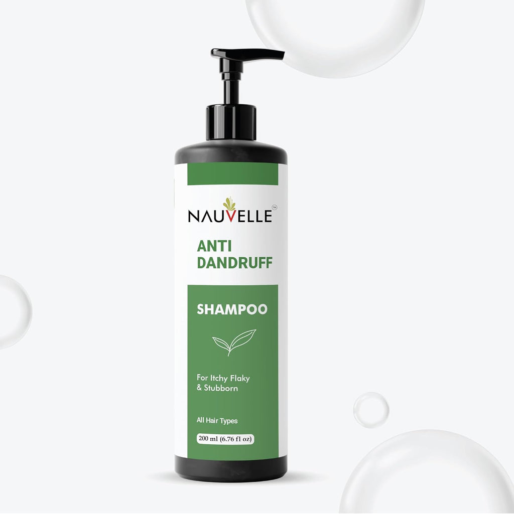 Nauvelle Anti Dandruff Shampoo, for Itchy Flaky and Stubborn Dandruff, All Hair Types, Paraben Free, 200 ml