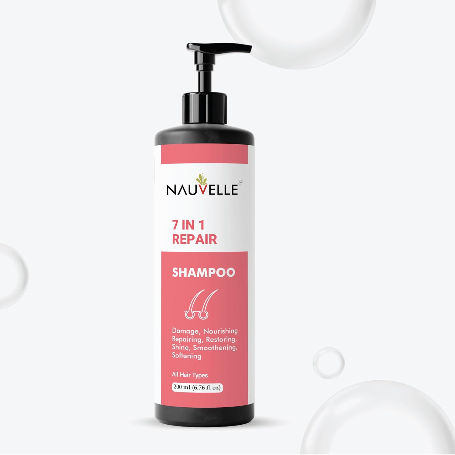 Nauvelle 7 in 1 Repair Shampoo, Nourishing, Repairing, Restoring, Smoothening, Softening, All Hair Types, 200 ml
