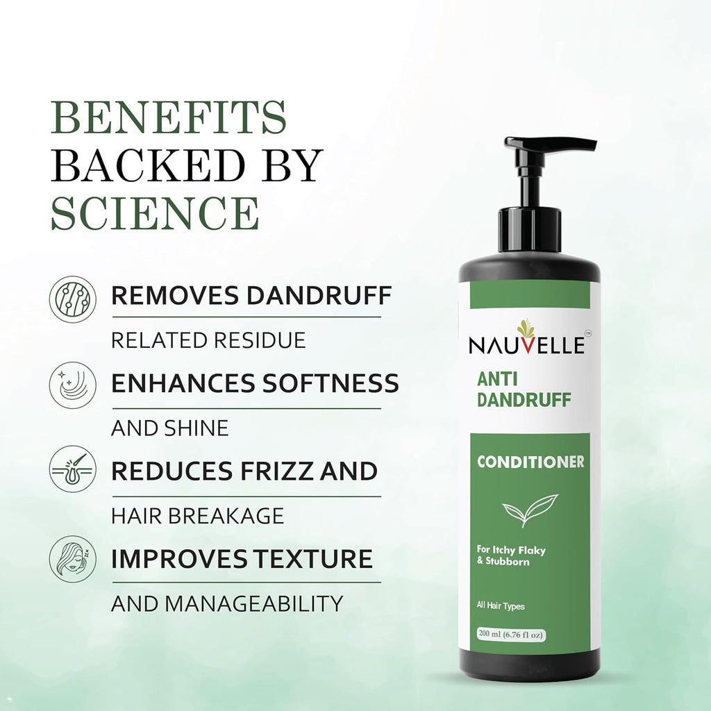 Nauvelle Anti Dandruff Conditioner with Rosemary Extract, for Itchy Flaky and Stubborn Dandruff, All Hair Types, 200 ml