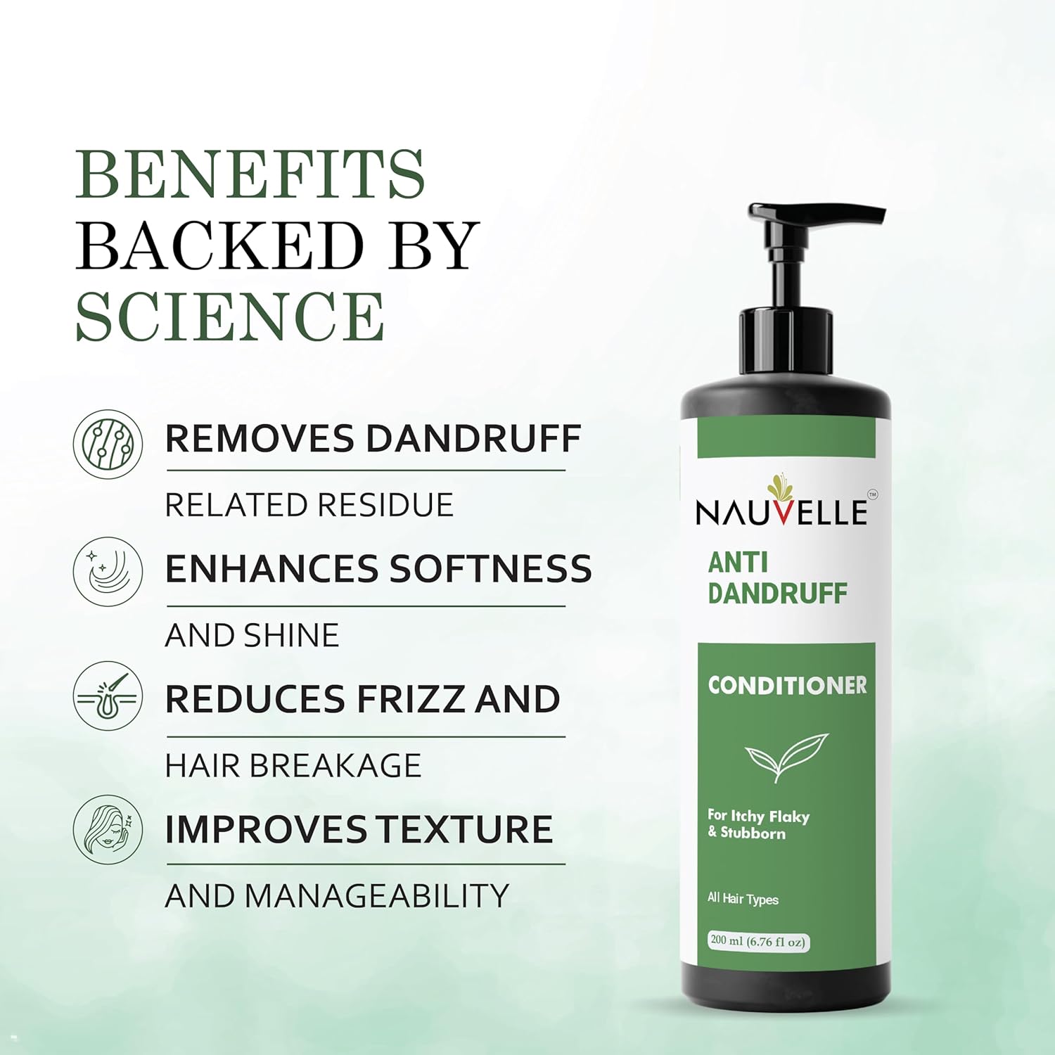 Nauvelle Anti Dandruff Conditioner with Rosemary Extract, for Itchy Flaky and Stubborn Dandruff, All Hair Types, 200 ml