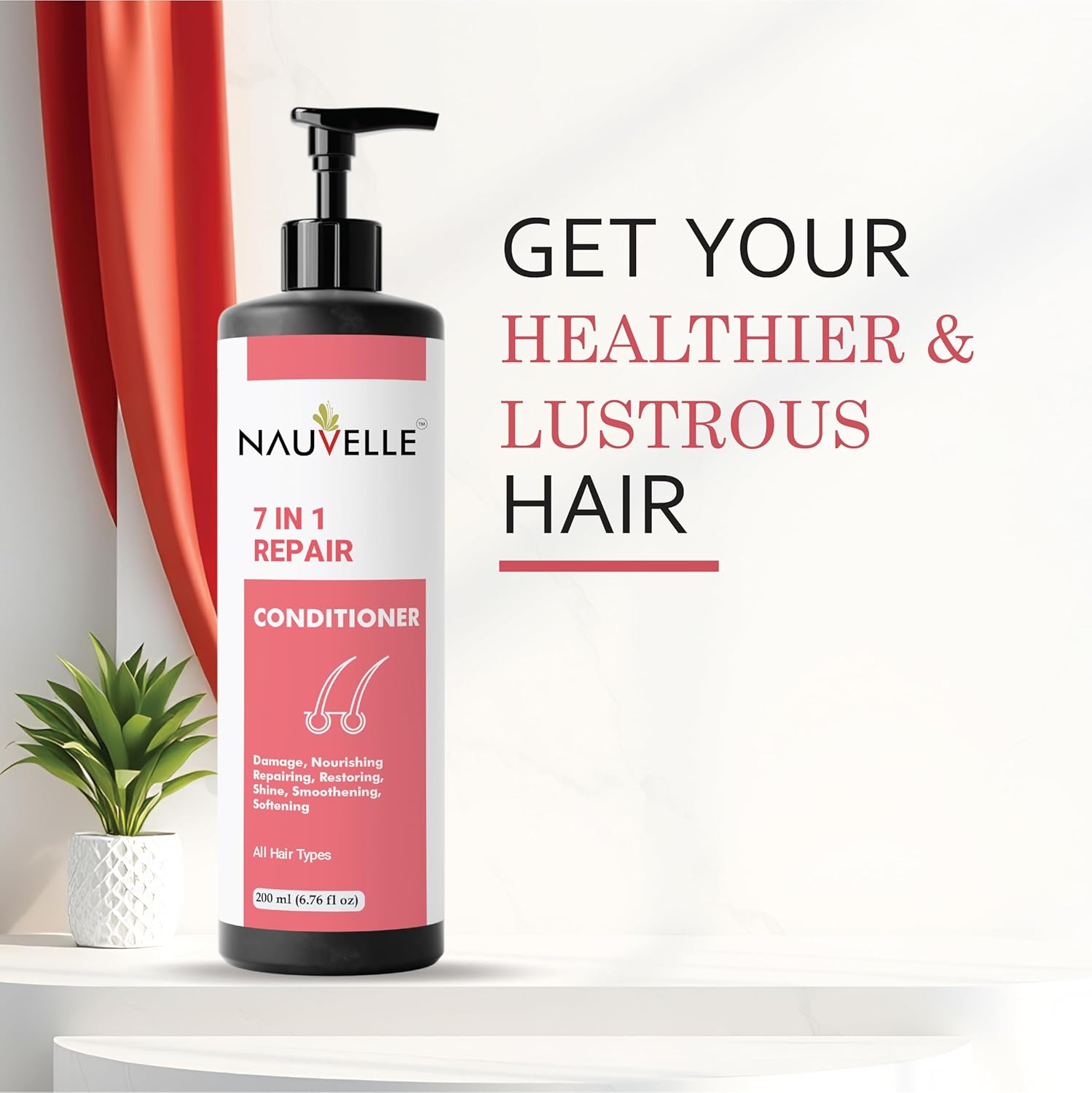Nauvelle 7 in 1 Repair Conditioner with Rosemary Extract, for All Hair Types, Frizz Control and Split End Repair, 200 ml