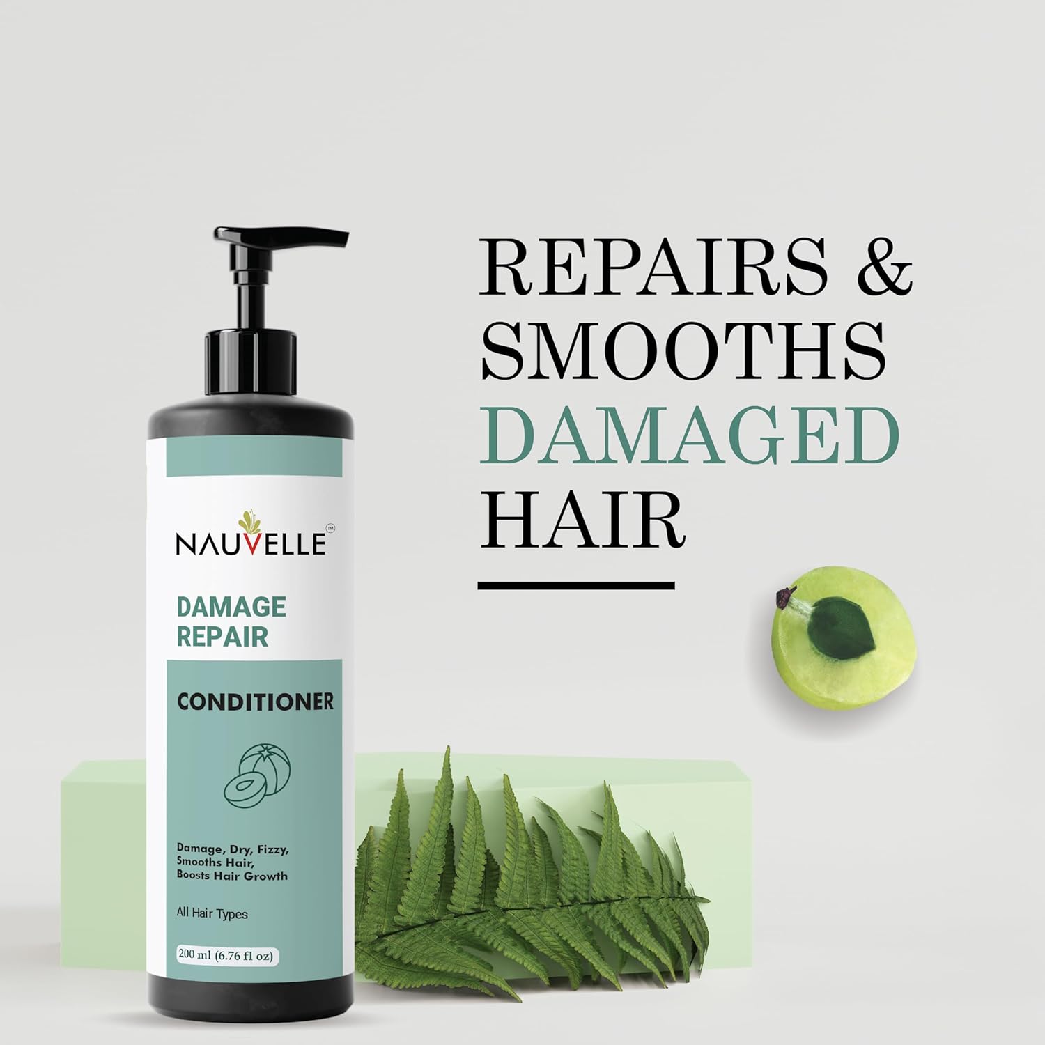 Nauvelle Damage Repair Conditioner with Rosemary, for Dry, Frizzy and Damaged Hair, All Hair Types, 200 ml