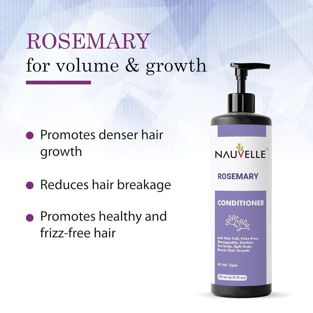 Nauvelle Rosemary Conditioner, Anti Hair Fall, Frizz-Free, Boosts Hair Growth, All Hair Types, 200ml