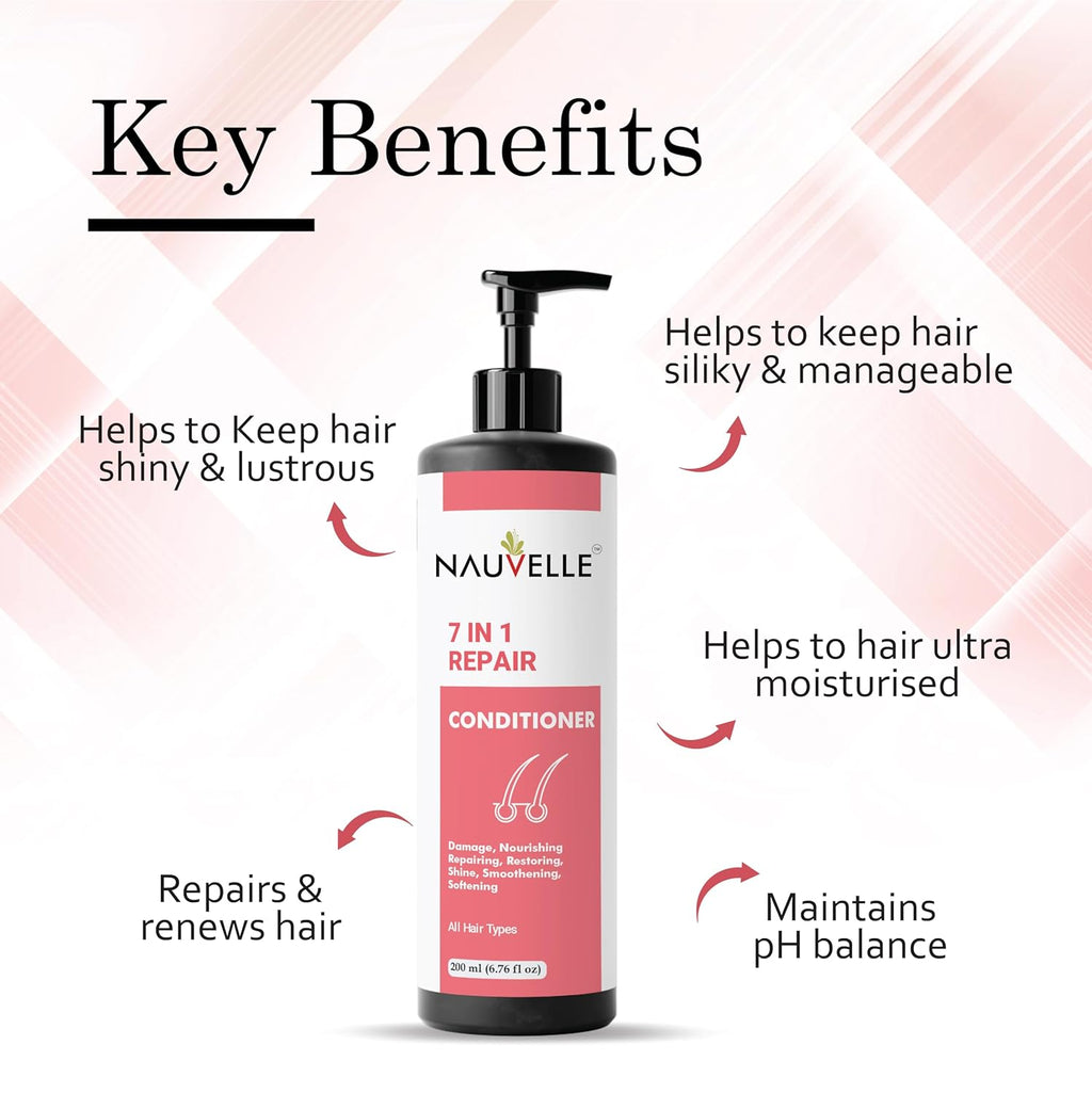 Nauvelle 7 in 1 Repair Conditioner with Rosemary Extract, for All Hair Types, Frizz Control and Split End Repair, 200 ml