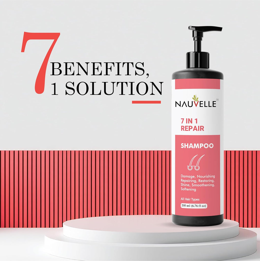 Nauvelle 7 in 1 Repair Shampoo, Nourishing, Repairing, Restoring, Smoothening, Softening, All Hair Types, 200 ml