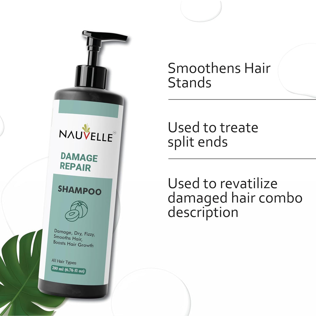 Nauvelle Damage Repair Shampoo, 7-in-1 Formula, Paraben Free, Sulphate Free, Boosts Hair Growth, All Hair Types, 200 ml