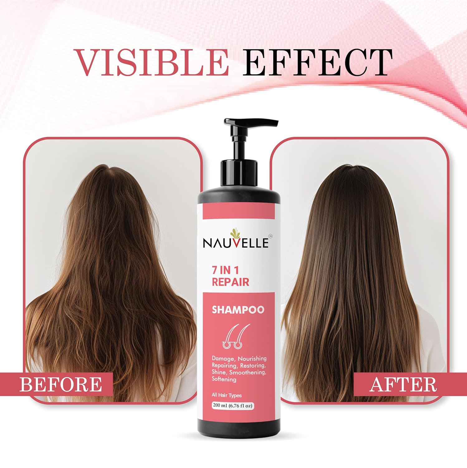 Nauvelle 7 in 1 Repair Shampoo, Nourishing, Repairing, Restoring, Smoothening, Softening, All Hair Types, 200 ml