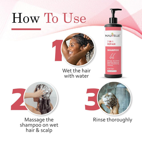 Nauvelle 7 in 1 Repair Shampoo, Nourishing, Repairing, Restoring, Smoothening, Softening, All Hair Types, 200 ml