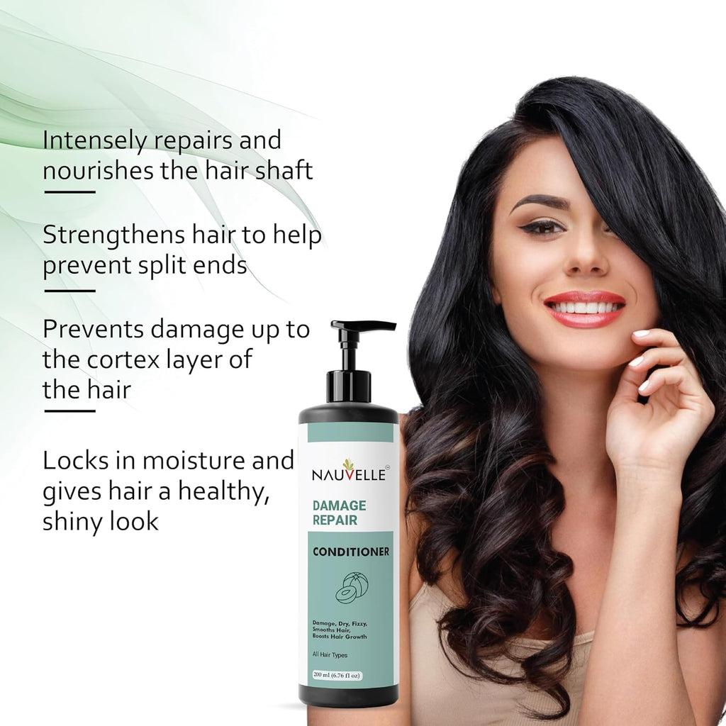 Nauvelle Damage Repair Conditioner with Rosemary, for Dry, Frizzy and Damaged Hair, All Hair Types, 200 ml