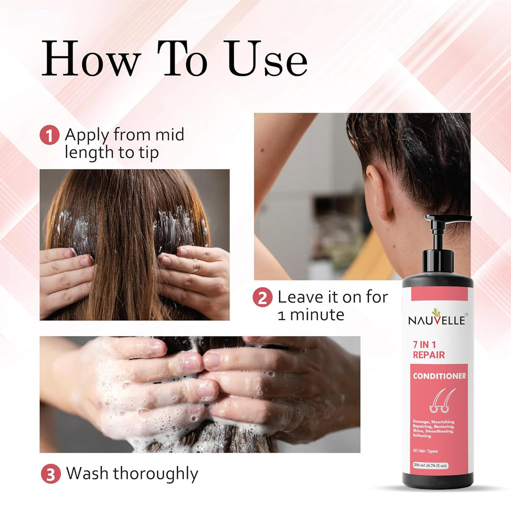 Nauvelle 7 in 1 Repair Conditioner with Rosemary Extract, for All Hair Types, Frizz Control and Split End Repair, 200 ml