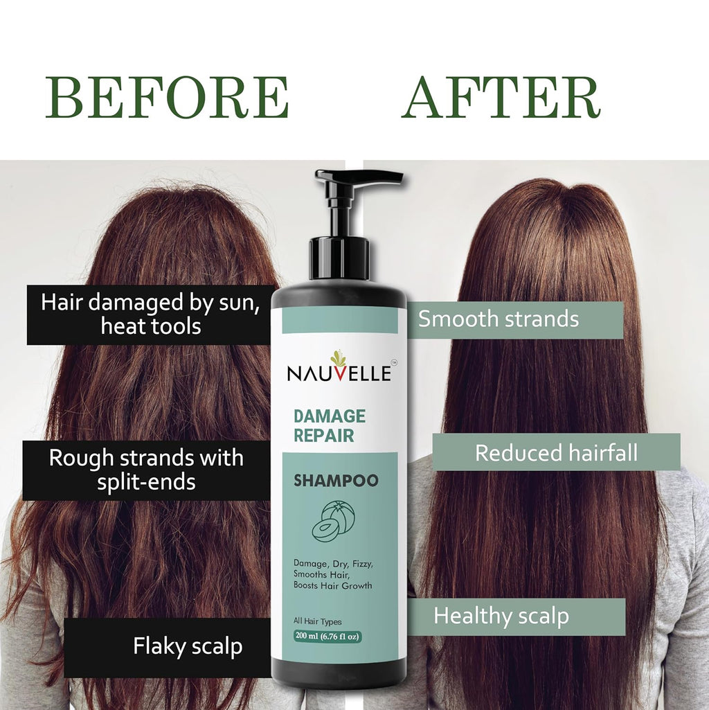 Nauvelle Damage Repair Shampoo, 7-in-1 Formula, Paraben Free, Sulphate Free, Boosts Hair Growth, All Hair Types, 200 ml