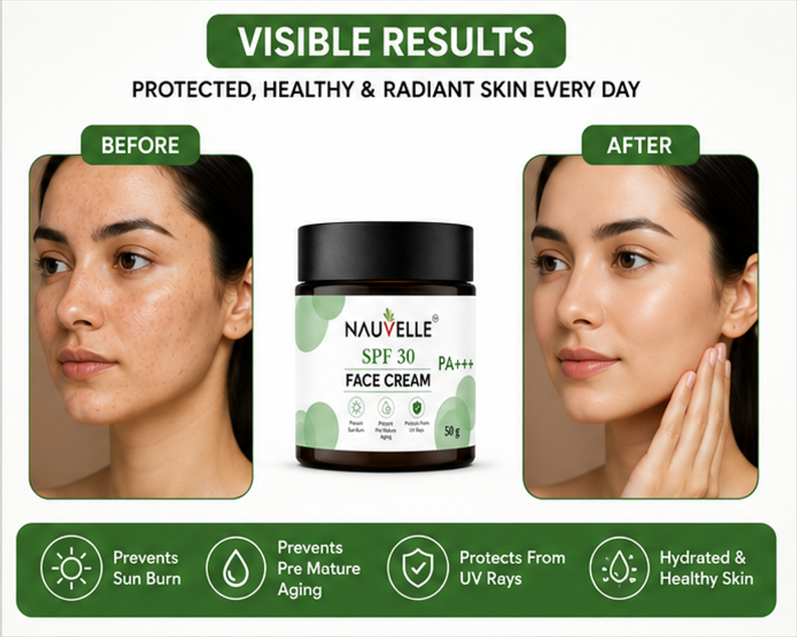 Nauvelle SPF 30 PA+++ Face Cream, Overnight Repair, Skin Brightening, Anti-ageing, 50 g