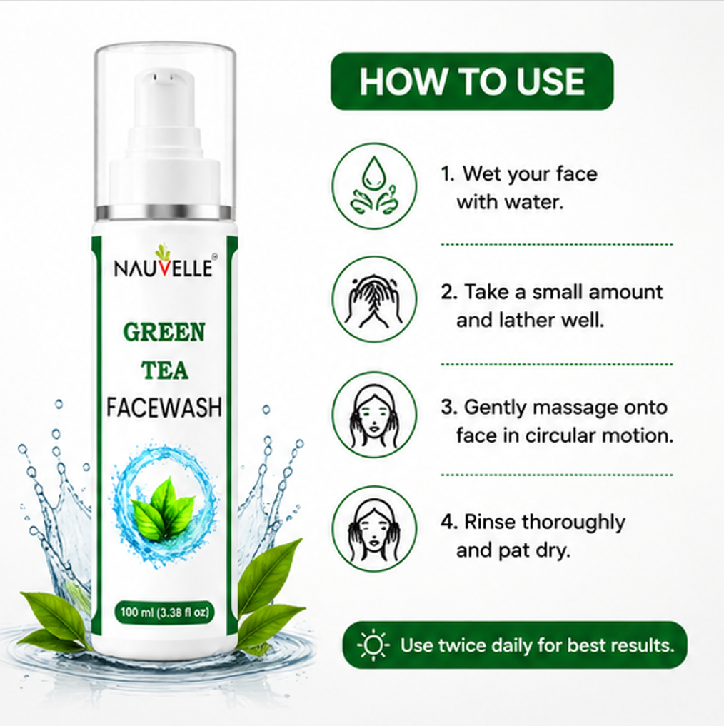 Nauvelle™ Green Tea Facewash, 100 ml