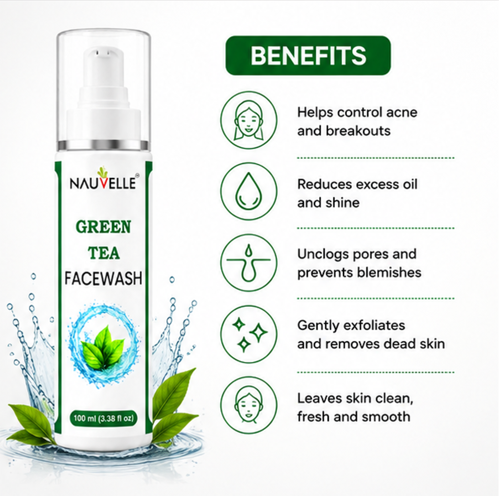 Nauvelle™ Green Tea Facewash, 100 ml