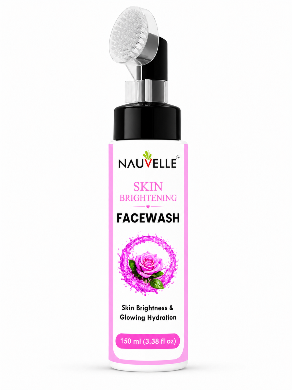 Nauvelle Skin Brightening Facewash with Brush, Gel Formula, Paraben Free, 150 ml, for All Skin Types