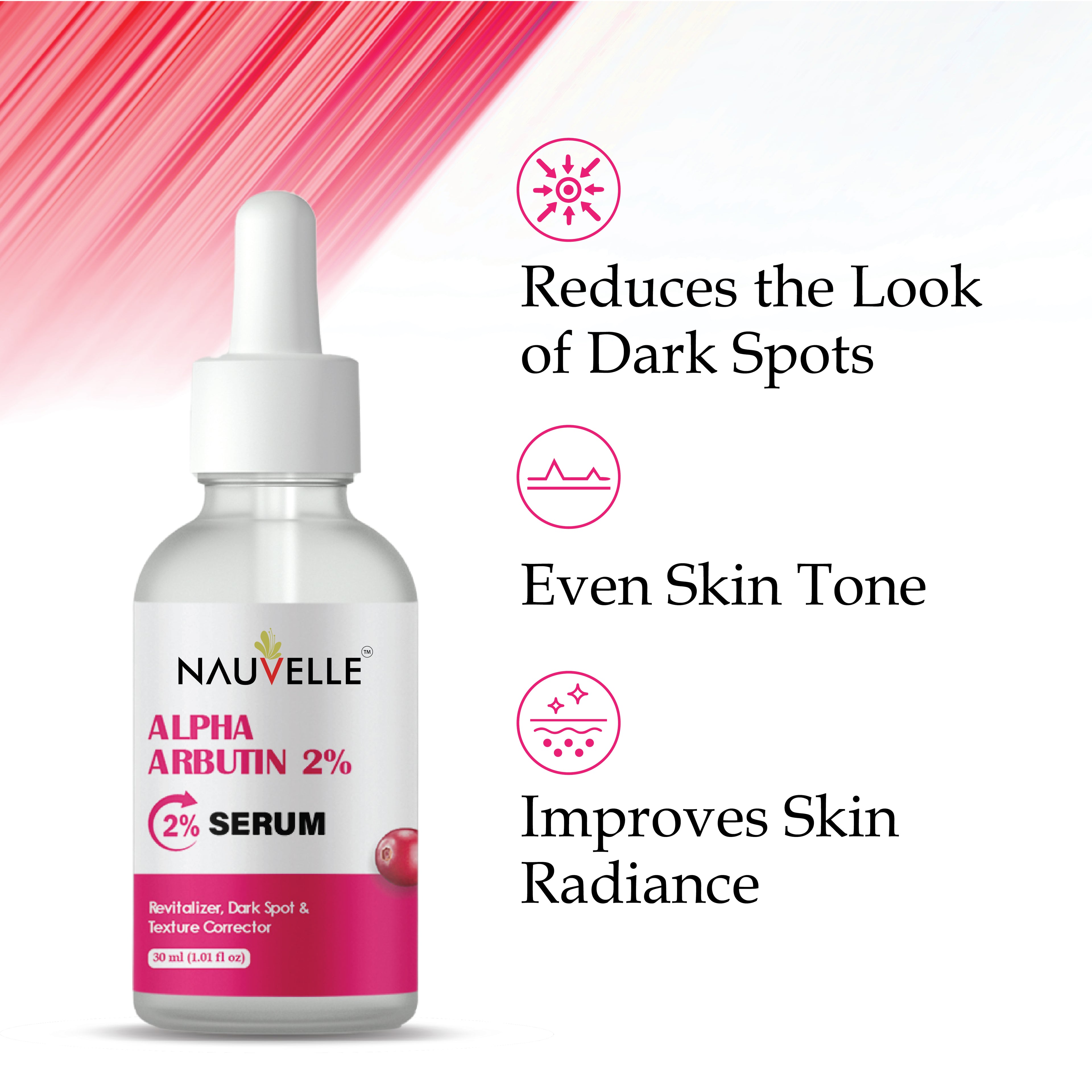 Nauvelle Alpha Arbutin 2% Serum, Revitalizer, Dark Spot & Texture Corrector, 30ml