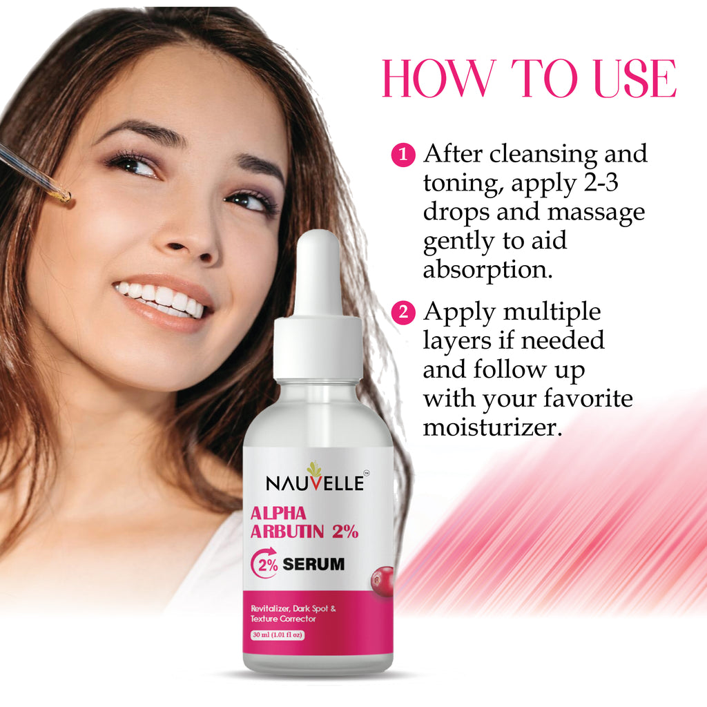 Nauvelle Alpha Arbutin 2% Serum, Revitalizer, Dark Spot & Texture Corrector, 30ml