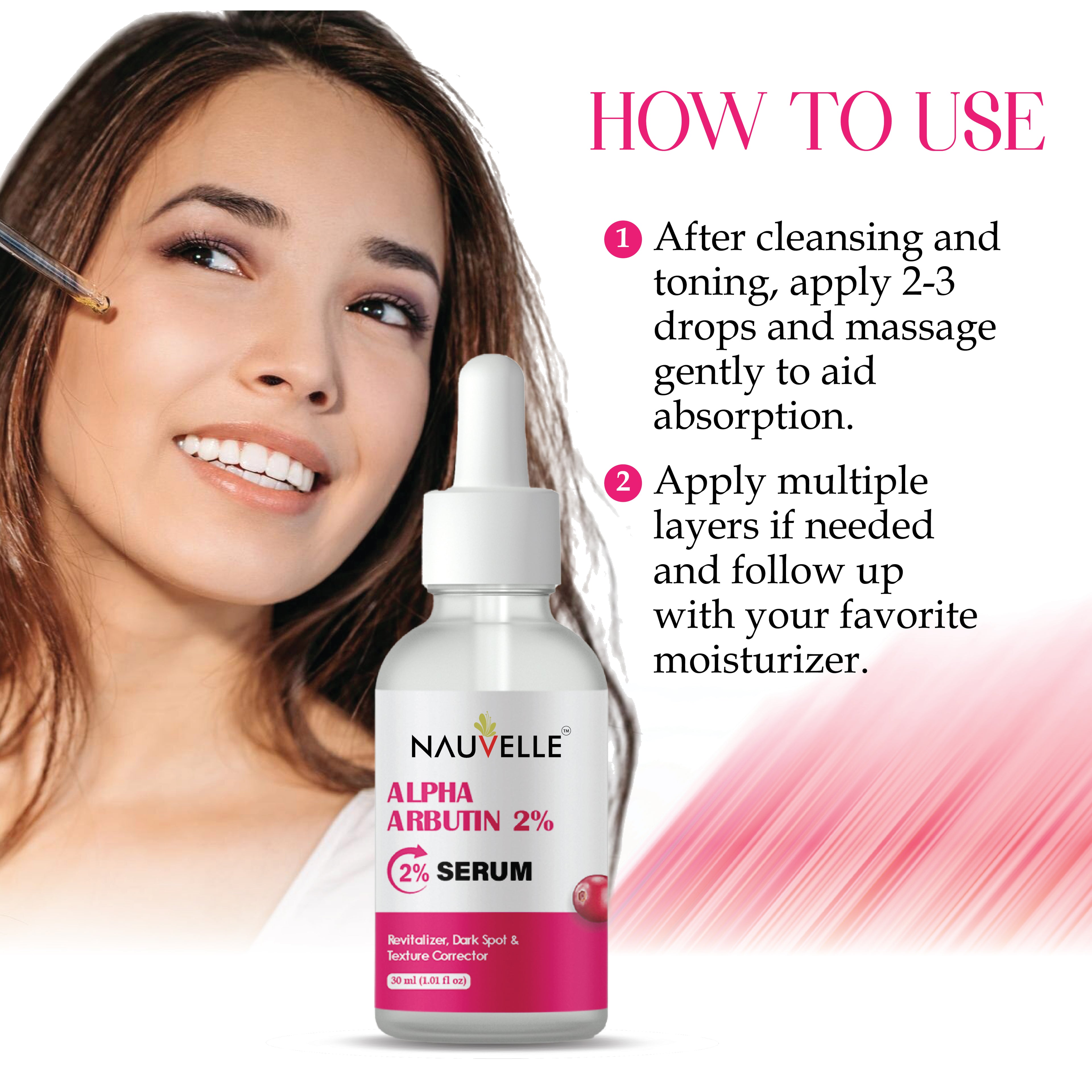 Nauvelle Alpha Arbutin 2% Serum, Revitalizer, Dark Spot & Texture Corrector, 30ml