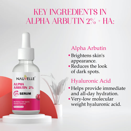 Nauvelle Alpha Arbutin 2% Serum, Revitalizer, Dark Spot & Texture Corrector, 30ml