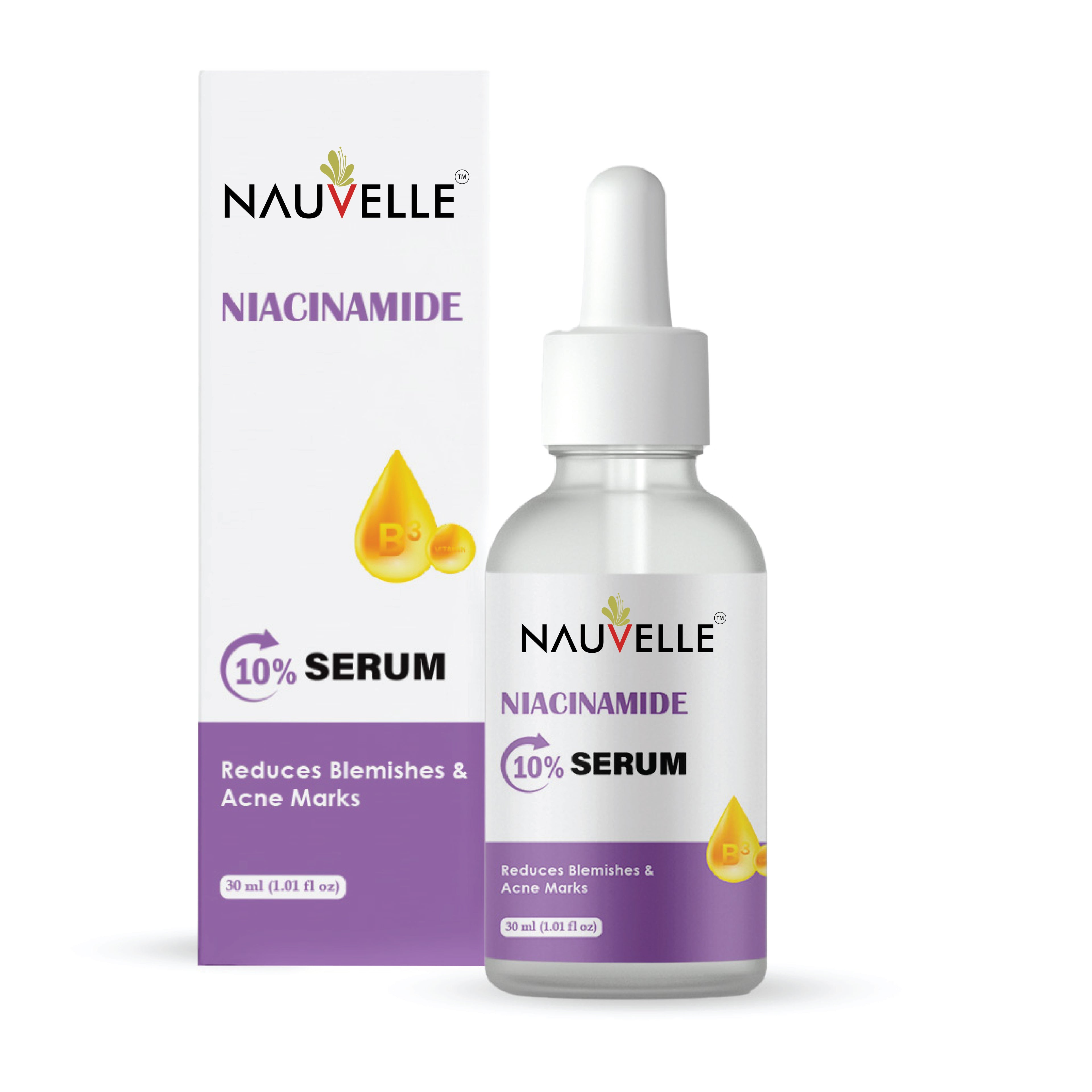 Nauvelle Niacinamide 10% Serum, Reduces Blemishes & Acne Marks, 30ml