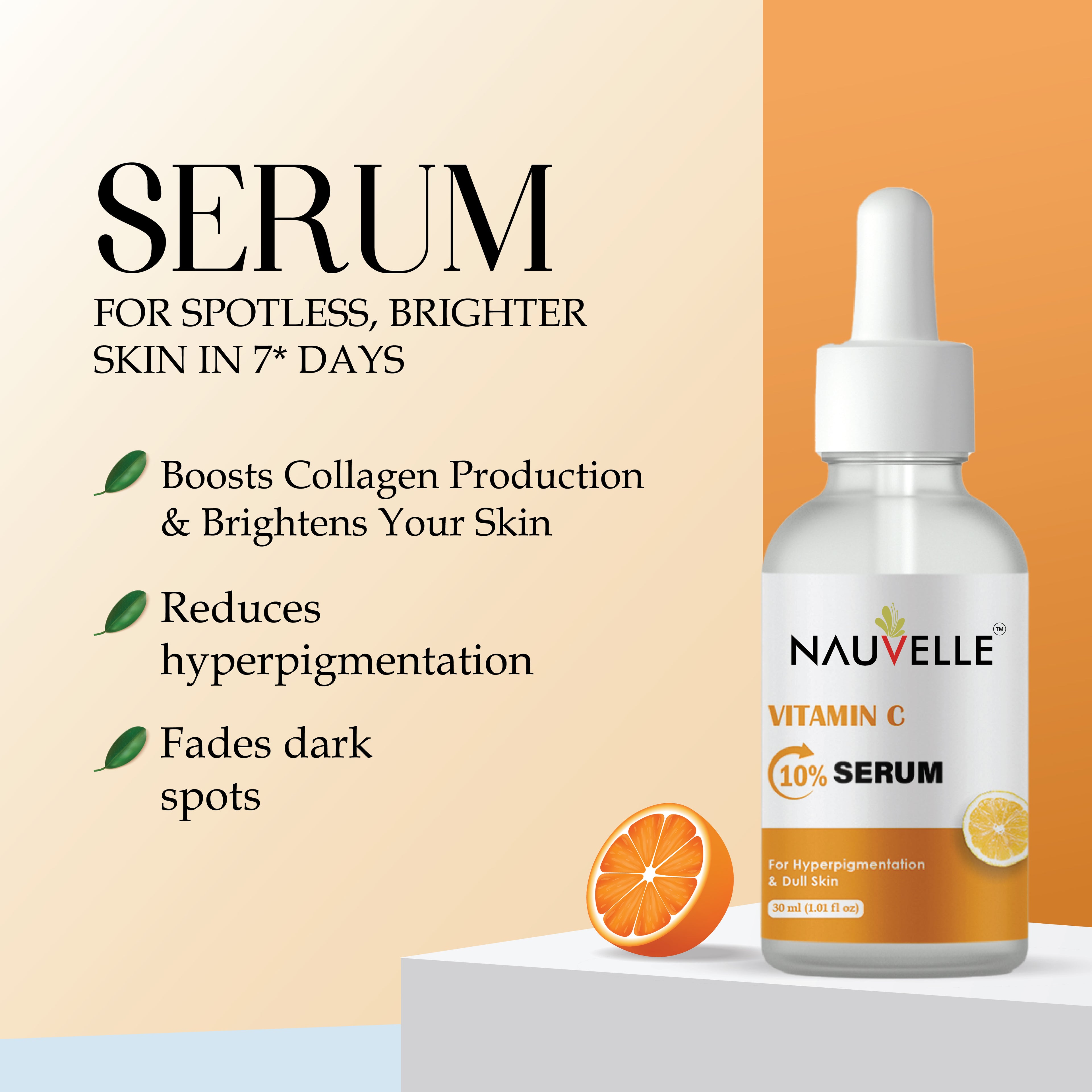 Nauvelle Vitamin C 10% Serum for Hyperpigmentation & Dull Skin_30ml